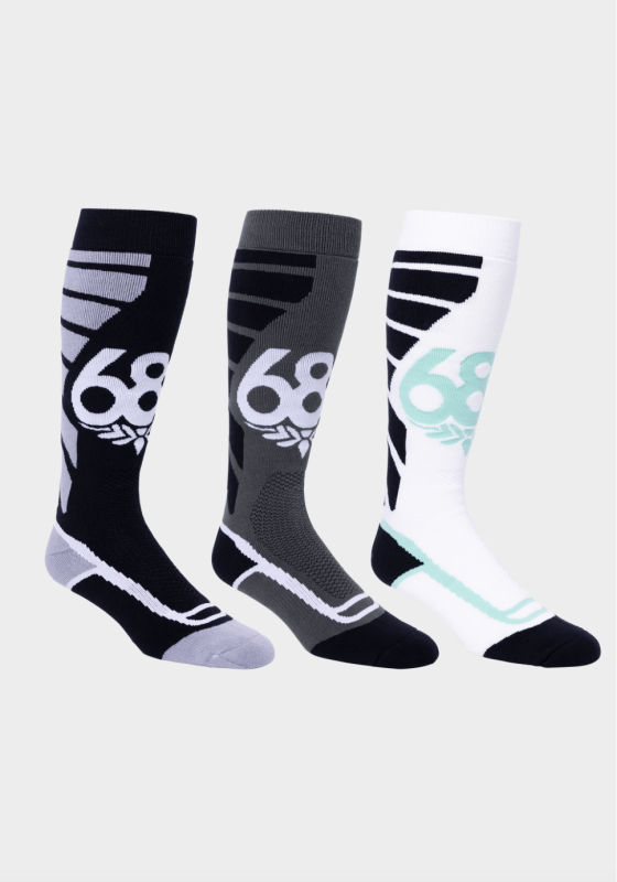 Шкарпетки для зимових видів спорту 686 Strike Sock 3-Pack black white cypress