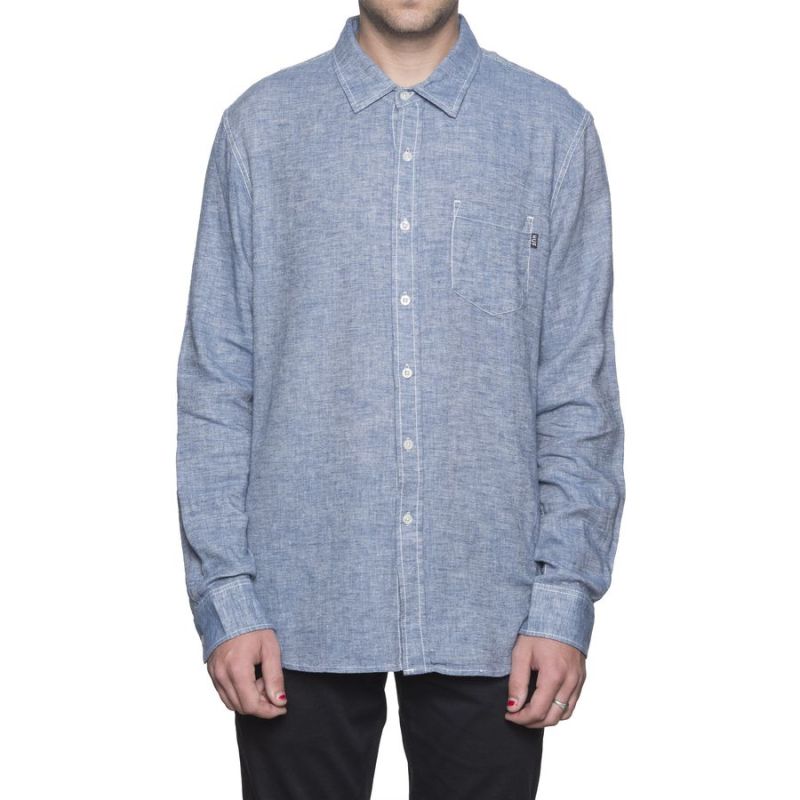 Сорочка HUF Course L/S Chambray shirt blue