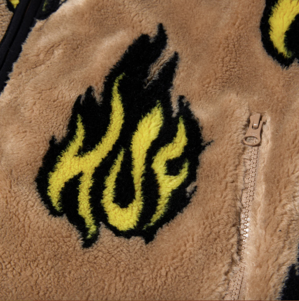 Кофта HUF FA23 Flamin' zip sherpa fleece oatmeal