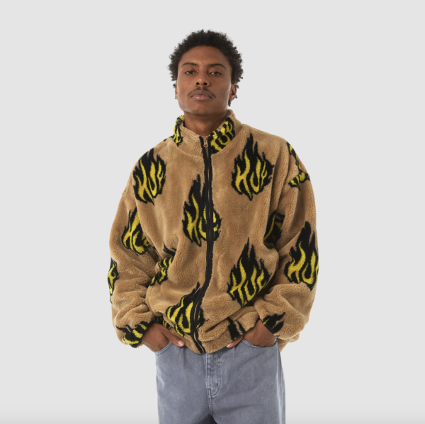 Кофта HUF FA23 Flamin' zip sherpa fleece oatmeal