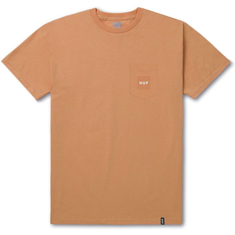 Футболка HUF SP18 Box Logo pocket tee woven lab peach