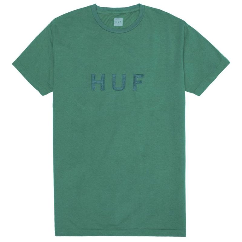 Футболка HUF SP18 OG Logo over dye tee emerald