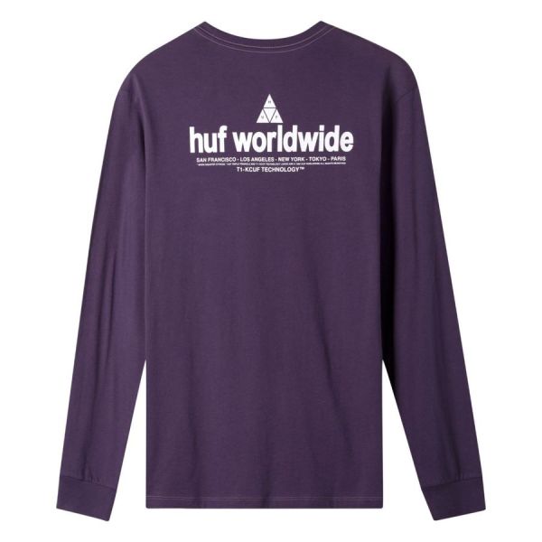 Лонгслів HUF FA19 Peak patch ls tee purple velvet